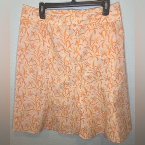 GAP- Peach Orange Print Floral Midi Skirt Women Sz 10